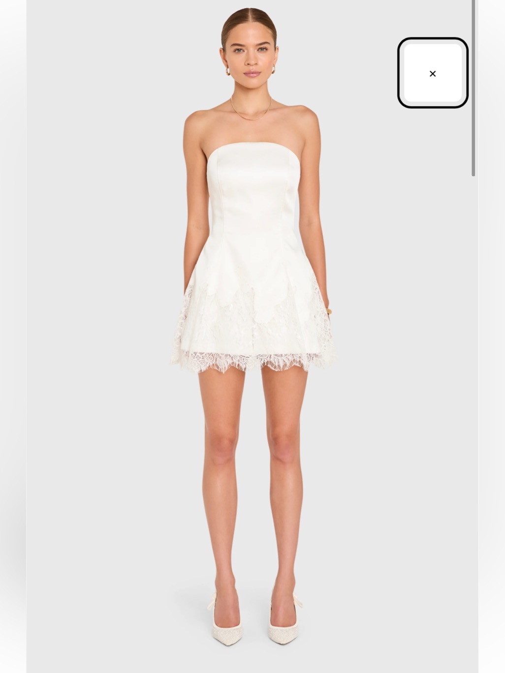 New Amanda Uprichard Romilly Strapless Satin Lace Trim Romper In White